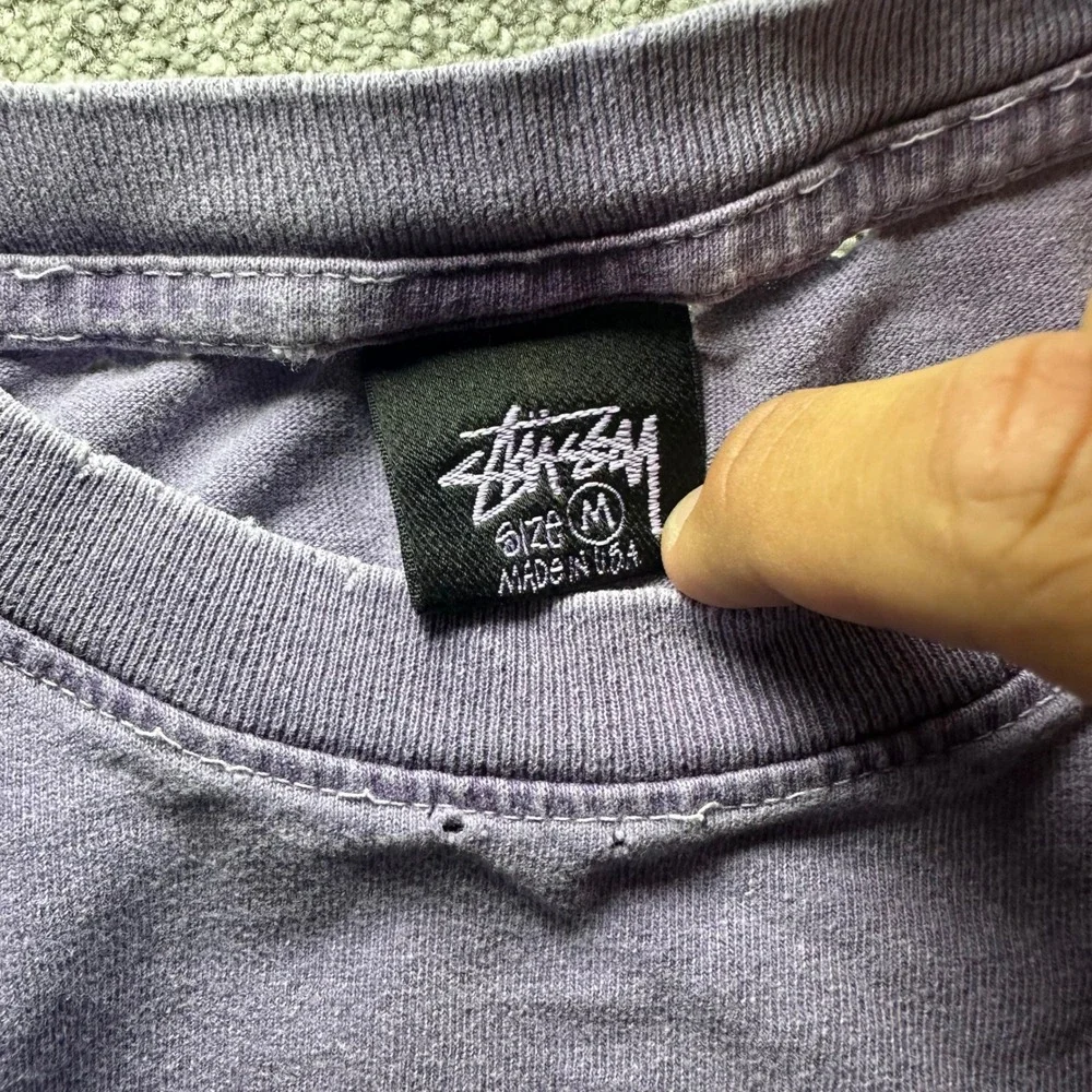 Stussy Medusa T-Shirt Men Medium Purple Long Sleeve Distressed Faded Streetwear - Picture 11 of 16